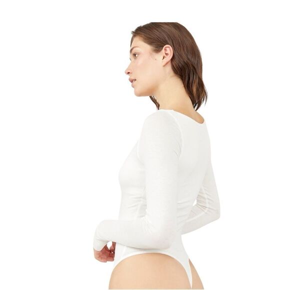 Intimately Free People Settle In Scoop Neck White Bodysuit Size Medium NWT - Picture 3 of 11